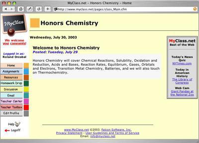 Class Home page